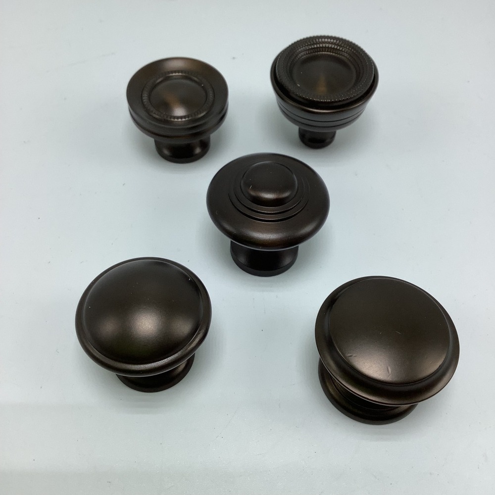 5 Assorted Round Cabinet Drawer Knobs Bronze Collection